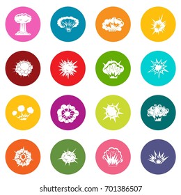 Explosion icons many colors set isolated on white for digital marketing