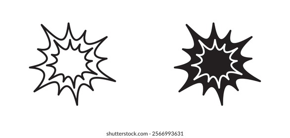 Explosion icons in outline and fill. vector illustration for ui.