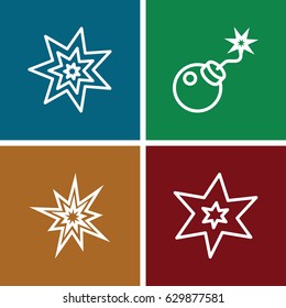 Explosion icons set. set of 4 explosion outline icons such as explosion, bomb