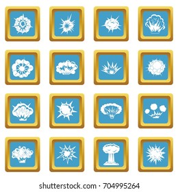Explosion icons set in azur color isolated vector illustration for web and any design