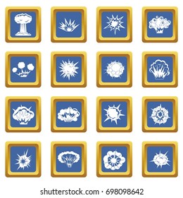 Explosion icons set in blue color isolated vector illustration for web and any design