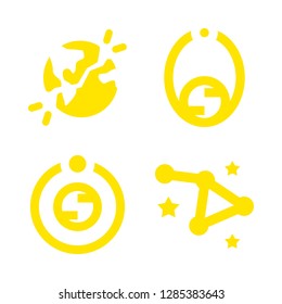 explosion icons set with constellation, planet earth and orbit vector set