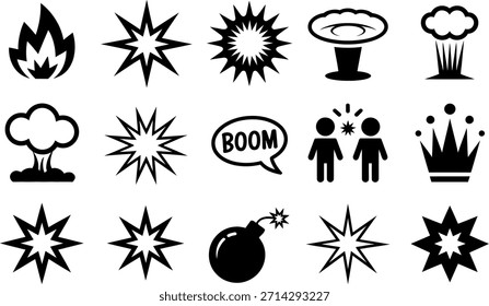 Iconos de la explosión fijados para el Diseño gráfico