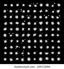 Explosion Icons Set - Isolated On Black Background - Vector Illustration, Graphic Design, Editable For Your Design 