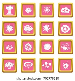 Explosion icons set in pink color isolated vector illustration for web and any design