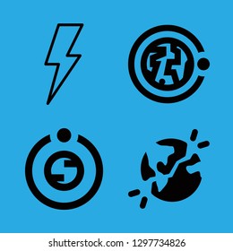 explosion icons set with planet earth, orbit and flash symbol vector set