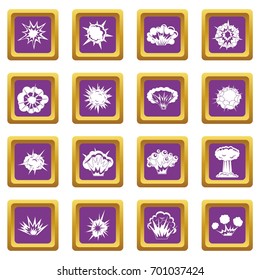 Explosion icons set in purple color isolated vector illustration for web and any design