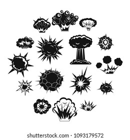 Explosion icons set. Simple illustration of 16 explosion vector icons for web