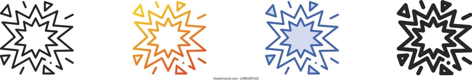 explosion icon.Thin Linear, Gradient, Blue Stroke and bold Style Design Isolated On White Background