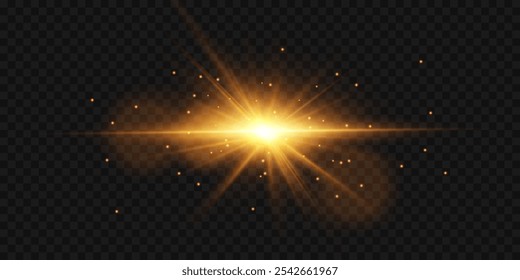 Explosion of light effect, star flash and flare. On a transparent background.