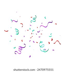 Explosion Many Falling Colorful Tiny Confetti And Ribbon On Transparent Background. Celebration Event and Party. Multicolored. Vector Illustration