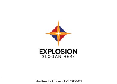 explosion master badge logo vector design with simple, flat, modern, unique and elegant styles on white background