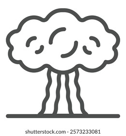 Explosion of nuclear bomb line icon, atomic energy concept. Vector graphics. Radioactive cloud pile mushroom sign on white background, outline style icon for mobile or web design