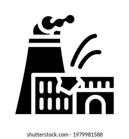 explosion at nuclear power plant disaster glyph icon vector. explosion at nuclear power plant disaster sign. isolated contour symbol black illustration