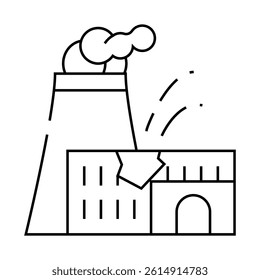 explosion at nuclear power plant disaster line icon vector. explosion at nuclear power plant disaster sign. isolated contour symbol black illustration