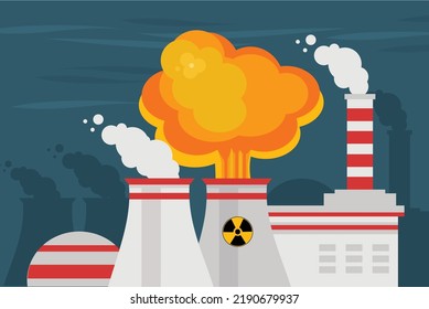 explosion at a nuclear power plant, nuclear strike, hydro-electric power plant, bang, global nuclear catastrophe, caution sign radiation, Installations and sources of electricity, Mushroom cloud