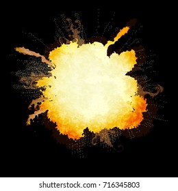 Explosion on black background. Color vector illustration