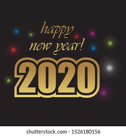 explosion on a black background. Happy New Year 2020!