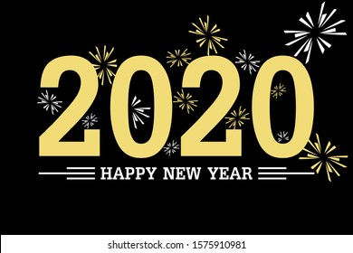 explosion on a black background. Happy New Year 2020!