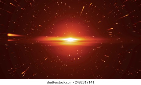 Explosion im Weltraum. Urknall. Supernova. Die Geburt des Universums. Starbursts. Flug durch die Sterne. Vektorillustration.