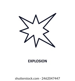 icono de esquema de explosión. Ícono de línea delgada del ejército y la colección de guerra. Vector editable aislado sobre fondo blanco