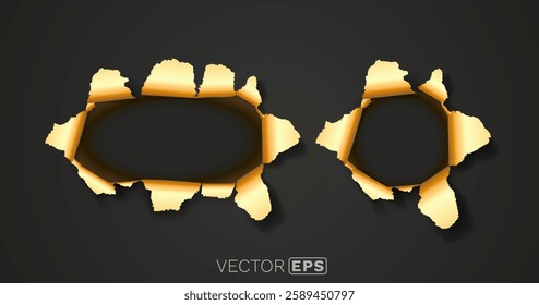 Explosion paper hole on the black background. Vector illustration