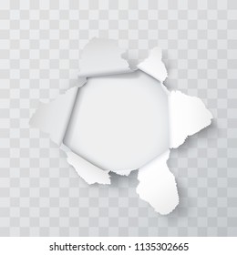 Explosion paper hole on the Transparent background. Vector illustration