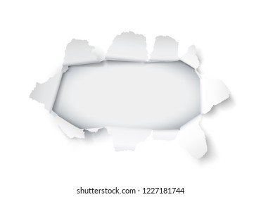 Explosion paper hole on the white background. Vector illustration