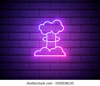 Icono de neón brillante rosa de explosión ui ux. Vector de logotipo de señalización brillante aislado en pared de ladrillo