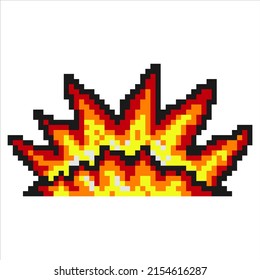 Explosión con arte de píxeles. Ilustración vectorial.