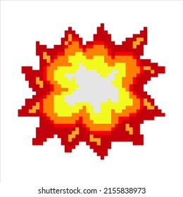 Explosion with pixel art. Vector illustration.