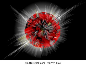 explosion of the planet on abstract dark background