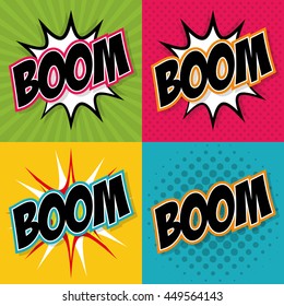 Explosion and pop art concept represented by boom icon. Colorfull illustration. frame background