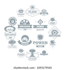 Explosion power logo icons set. Simple illustration of 16 explosion power logo vector icons for web