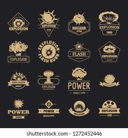 Explosion power logo icons set. Simple illustration of 16 explosion power logo vector icons for web
