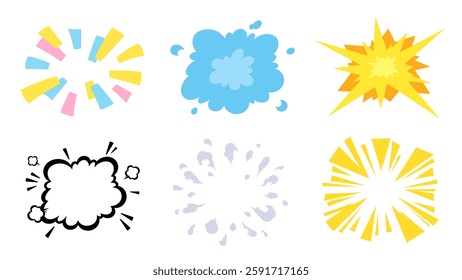 Explosion and radial effects illustration set