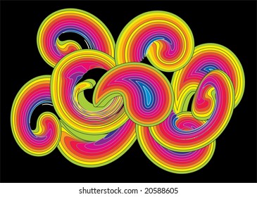 Explosion from a rainbow on a black background. Vector