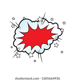 explosion red color pop art style icon vector illustration design