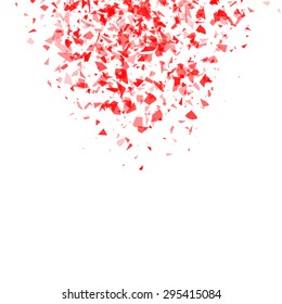 explosion of red pieces on white background. vector illustration