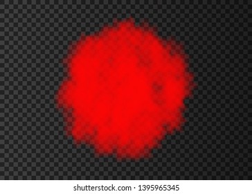 Explosion. Red Smoke Circle. Color Spiral Fog  Track Isolated On Transparent Background. Realistic Vector Cloud Or Steam   Texture. 