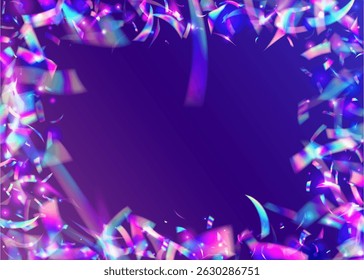 Explosion Ribbon. Surprise Paper. Color Burst. Blue Glare Effect. Foil Holographic Illustration. Abstract Banner. Carnaval Background. Laser Concept. Purple Explosion Ribbon