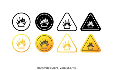 Señales de la ruta de la explosión. Distintos estilos, señales en las carreteras, señales de explosión en las carreteras. Iconos del vector
