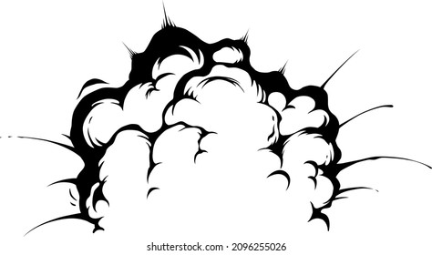 Explosion scene isolated on white background