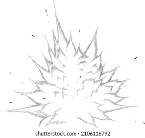 Escena de explosión aislada en fondo blanco