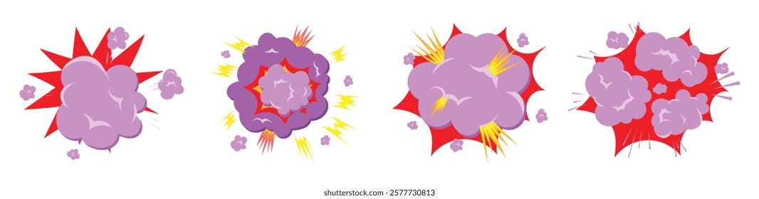 explosion smoke cartoon explossive bomb cartoon comic effect hand drawing doodle	