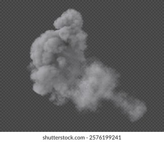 Explosion smoke cloud. Isolated on transparent background