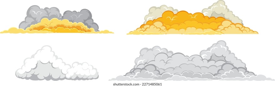 Ilustración Juego de nubes de humo de explosión