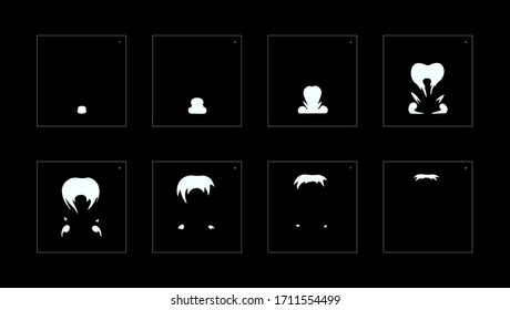 Explosion Smoke effect. Explosion Animation effect. Animation Sprite sheet for games, cartoon or animation. vector style animation effect 1001.