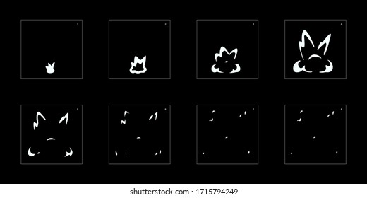 Efecto Humo de explosión. Efecto Animación de explosión. Animación Sprite hoja para juegos, dibujos animados o animaciones. efecto de animación de estilo vectorial 1115.