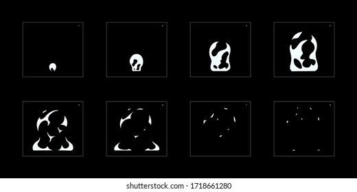 Explosion Smoke effect. Explosion Animation effect. Animation Sprite sheet for games, cartoon or animation. vector style animation effect 1187.